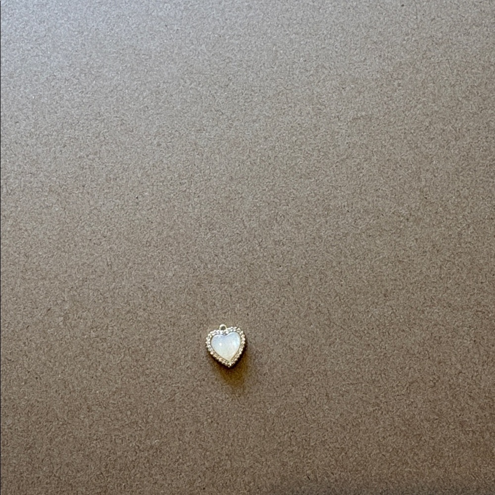 Heart-Shaped Opal and rhinestone gold tone Pendant Necklace